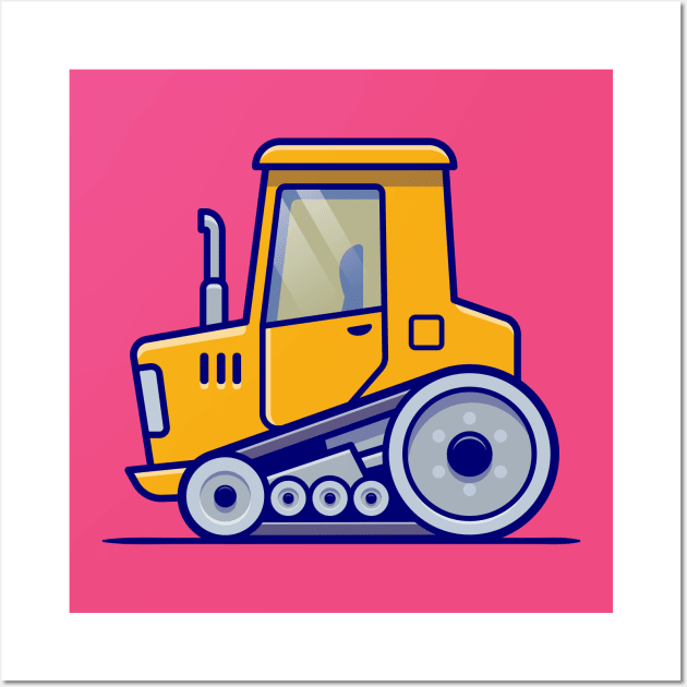 Tractor Vehicle Cartoon Illustration Wall Art by Catalyst Labs